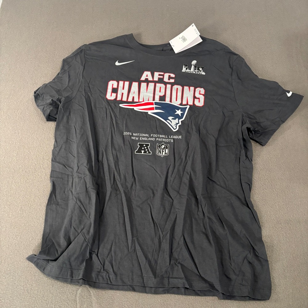 Nike New England Patriots AFC Champions Shirt Mens Size XXL Gray NFL 2025